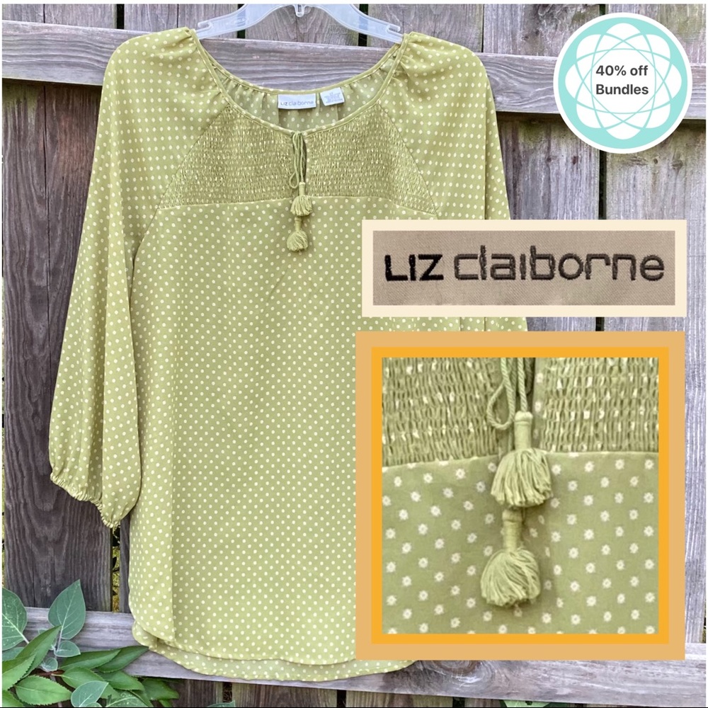 Liz Claiborne blouse, lovely “sagey”-mint- L- tall